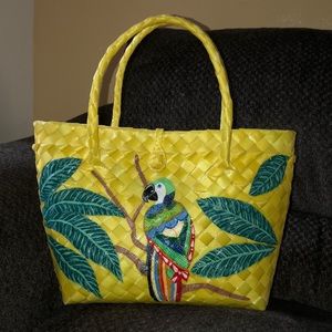 Yellow Handmade  Hand painted Bayong Bag